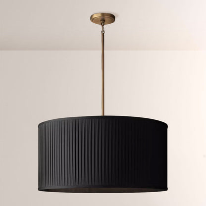 Suspension tambour en soie 19, luminaire 3 lumières E26 en laiton bronze