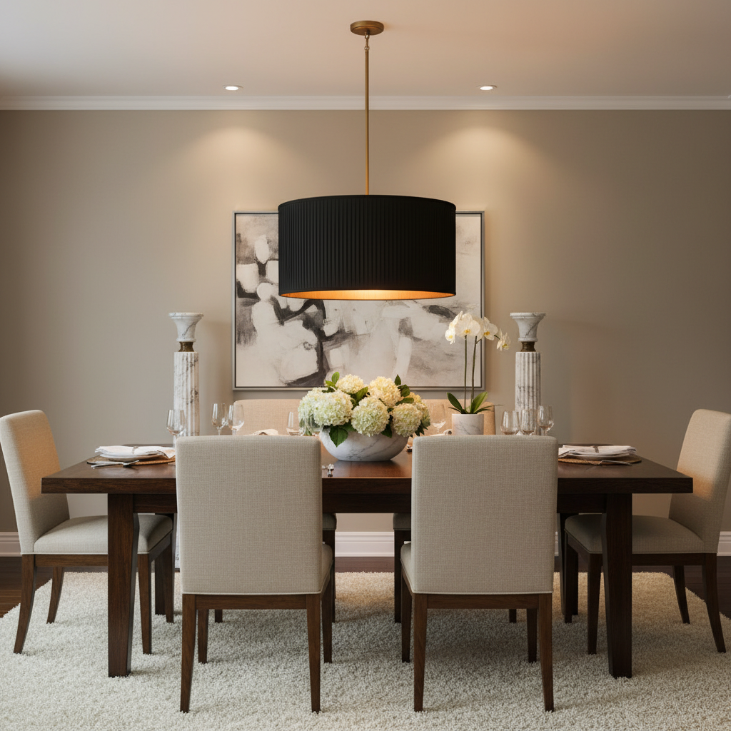 19 Silk Drum Pendant Light 3-Light E26 Brass Bronze Fixture