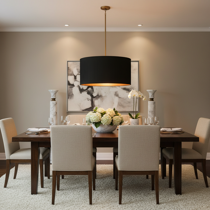 19 Silk Drum Pendant Light 3-Light E26 Brass Bronze Fixture