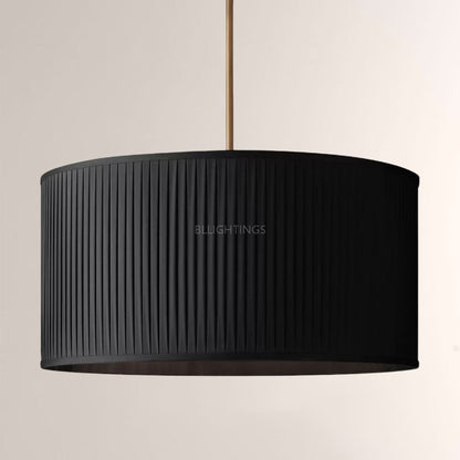Suspension tambour en soie 19, luminaire 3 lumières E26 en laiton bronze