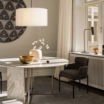 Suspension tambour en soie 19, luminaire 3 lumières E26 en laiton bronze