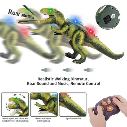 Remote Control T-Rex Dinosaur with Lights Sounds Walking RC Toy