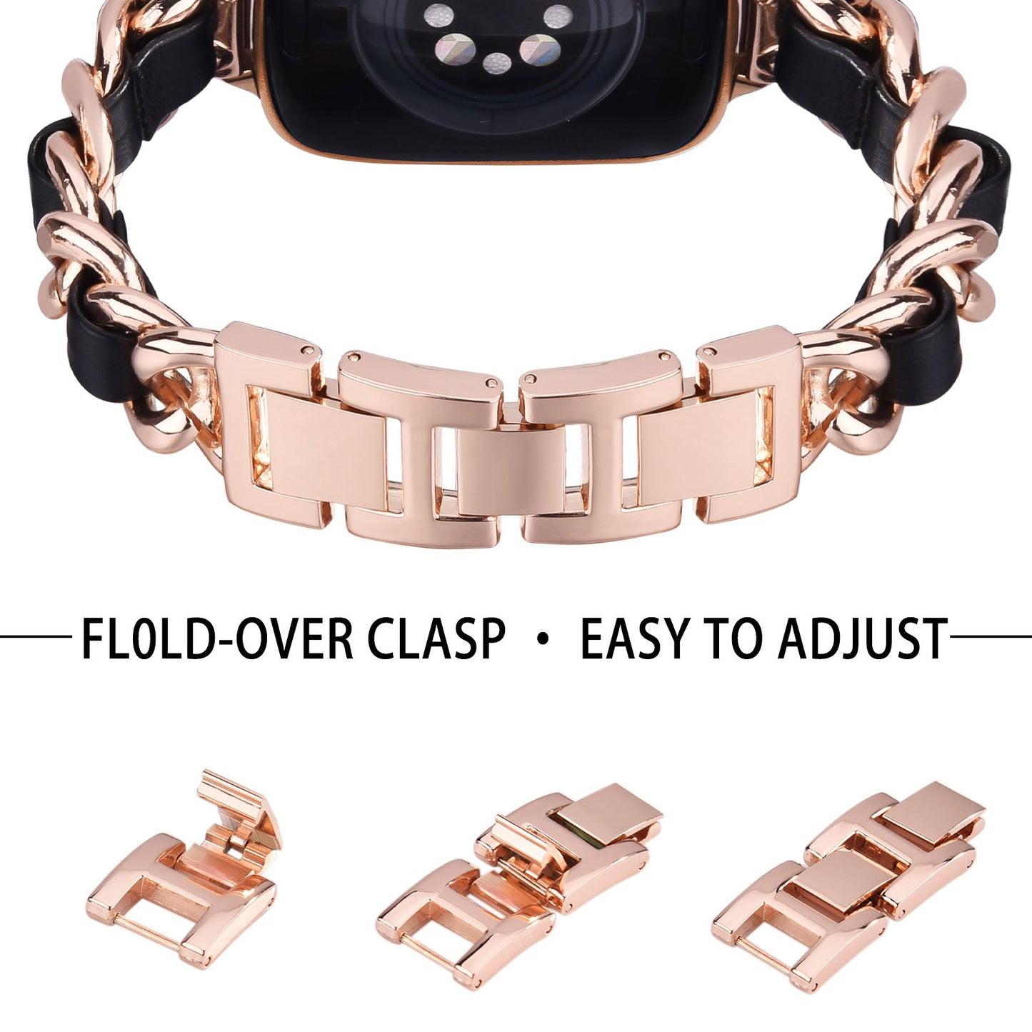 Bracelet à maillons en métal fin pour Apple Watch 38/40/41mm et 42/44/45mm