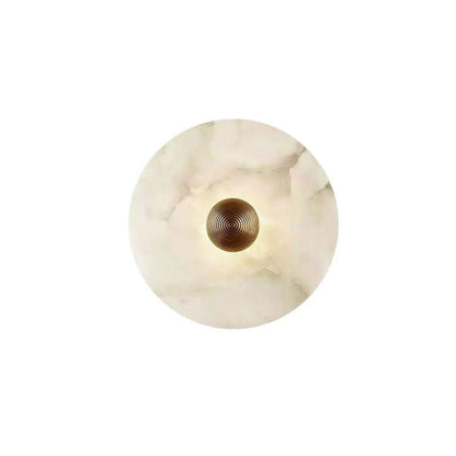 Alabaster LED Wall Light Brass Round Flush Mount 6"–14" Fixture