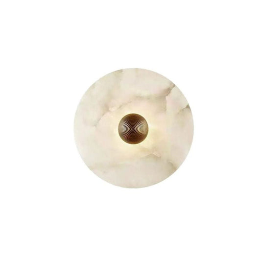 Alabaster LED Wall Light Brass Round Flush Mount 6"–14" Fixture