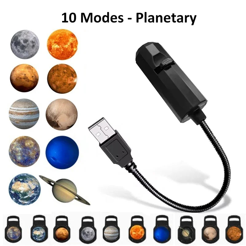 USB LED Star Galaxy Projector Lamp | Moon Earth Night Light for Bedroom Wall Decor
