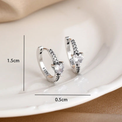 925 Silver Butterfly Heart Stud Earrings | Shining Zircon Jewelry Gift