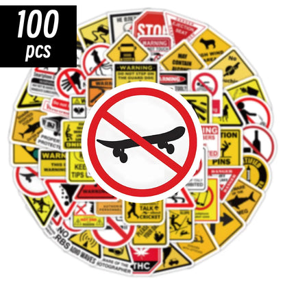 Warning Pattern Sticker Pack | DIY Decals for Skateboards, Laptops, Luggage & More