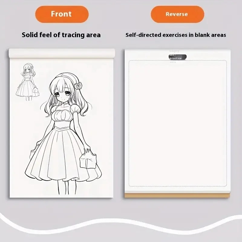 Livre de dessins de personnages d'anime au trait pour débutants - 48 pages de croquis simples tracés à la main pour le décalque et la pratique de la peinture