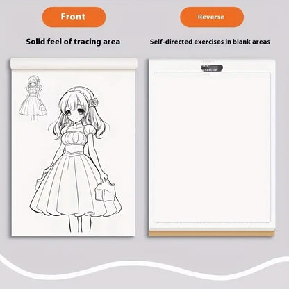 Livre de dessins de personnages d'anime au trait pour débutants - 48 pages de croquis simples tracés à la main pour le décalque et la pratique de la peinture