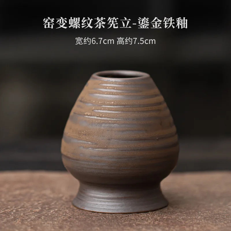 Soporte de bambú para batidor de té Matcha Chasen, espiral de cambio de horno japonés, molinillo, accesorios para el té, juego de té
