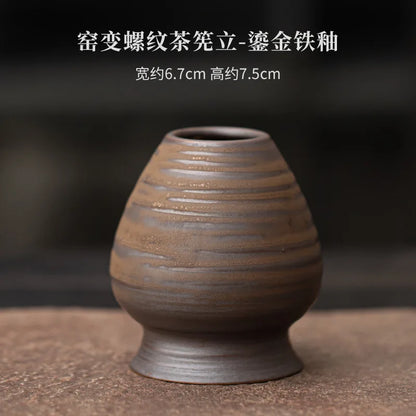 Soporte de bambú para batidor de té Matcha Chasen, espiral de cambio de horno japonés, molinillo, accesorios para el té, juego de té