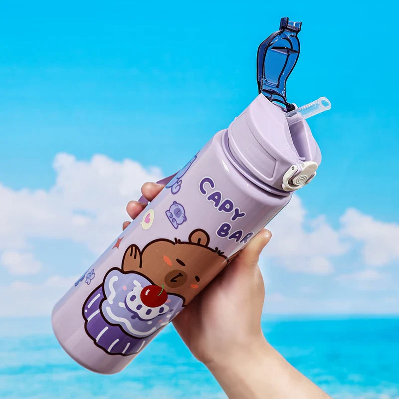 Capybara Straw Cup | Large 1000ml Sports Water Bottle