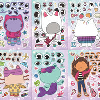 Gabby's Dollhouse Make A Face Puzzle Stickers | 6 Sheets DIY Cartoon Sticker Set