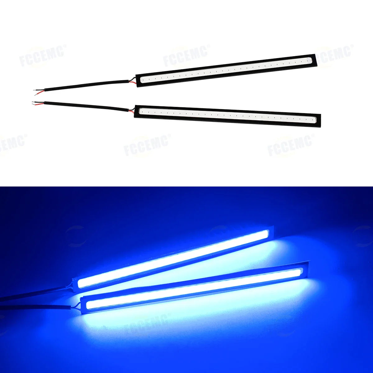 2pcs Ultra Thin LED Car COB Daytime Running Lights | Waterproof 12V Ambient Lamp Bar