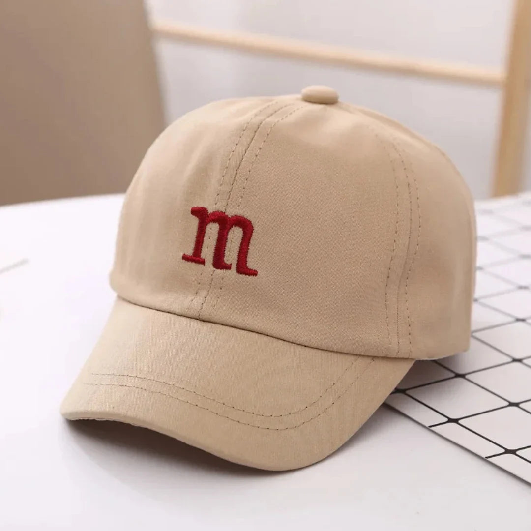 Kids Unisex Baseball Cap with M Letter Embroidery | Adjustable Cotton Sun Hat