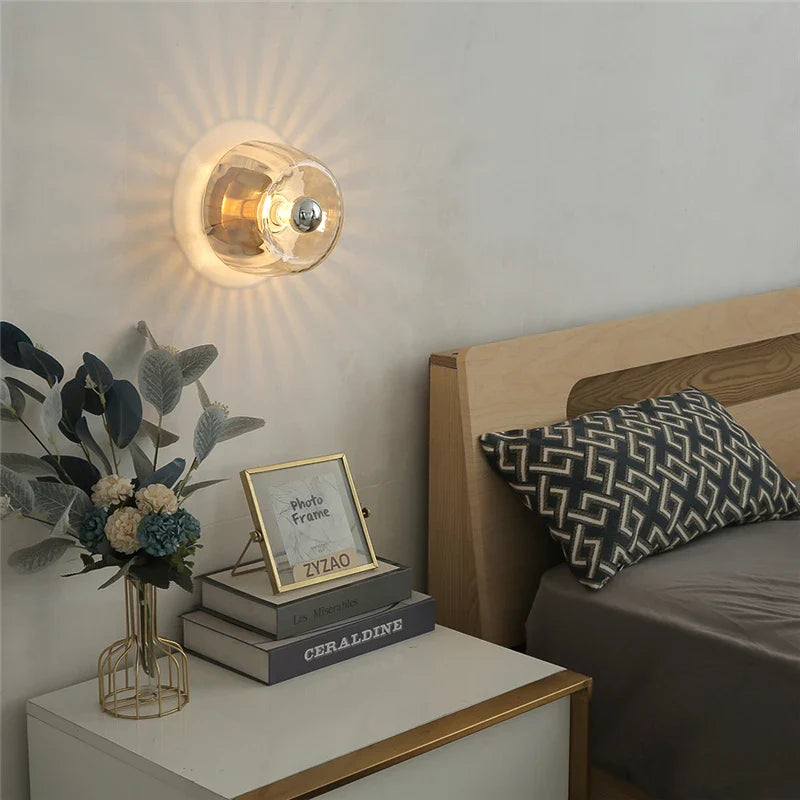 Applique murale LED en verre style Bauhaus, design nordique rétro moderne, pour salon ou couloir