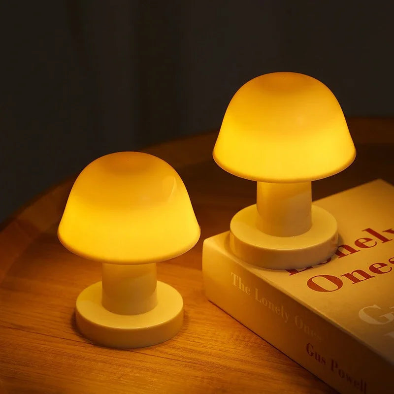 Mini Mushroom LED Night Light Battery Powered Portable Desk Lamp Home Decor