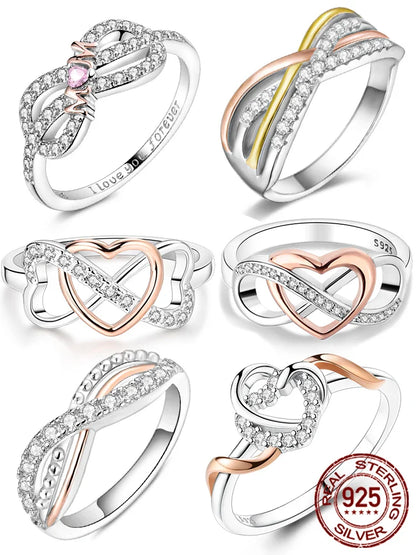 925 Sterling Silver Rose Gold Plated Infinity Heart Ring | Eternal Love Jewelry Gift for Mom