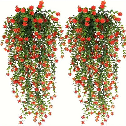3pcs, Artificial Hanging Plants Fake Hanging Plant Faux Eucalyptus Leaf Greenery Vine Outdoor UV Resistant Plastic Plants