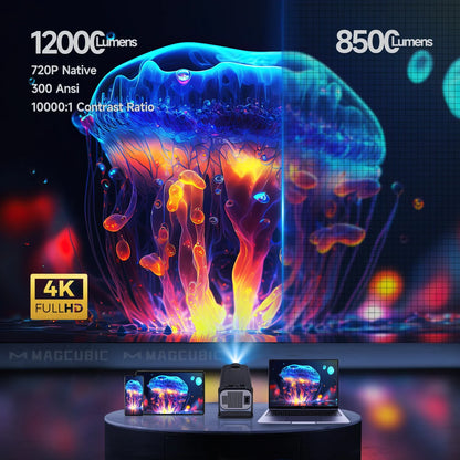 Mini 720P Android 11 Projector 4K Portable WiFi6 BT5.0 Outdoor Cinema Lamp