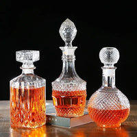 Novelty Design Multi Styles Barware Wine Glass Bottle 250-1000ml Lead-free Glass Whiskey Decanters for Liquor Scotch Bourbon