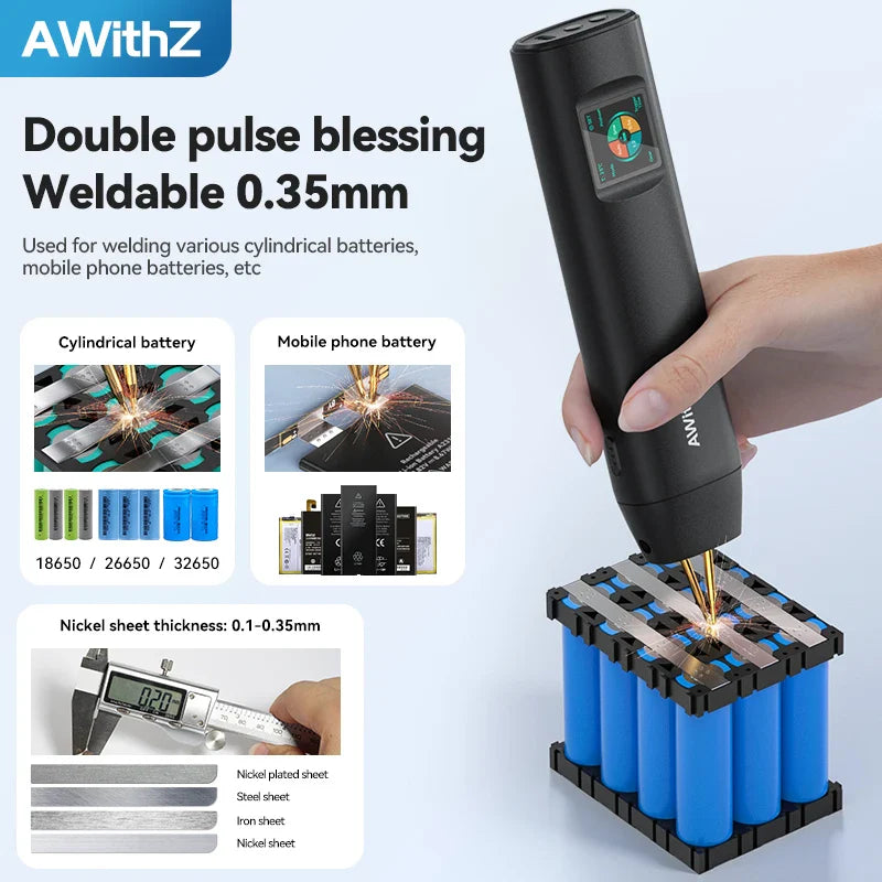 AWithZ Portable Handheld Spot Welder DIY 90 Gears Adjustable for 18650 Battery