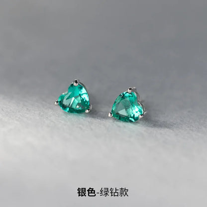 925 Sterling Silver Heart Zircon Stud Earrings | Luxury Jewelry for Women