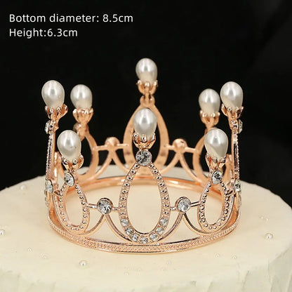 Rhinestone Crown Baking Cake Topper Headwear Decoration Children's Hair Accessories Princess Wedding Birthday Party Supplies New