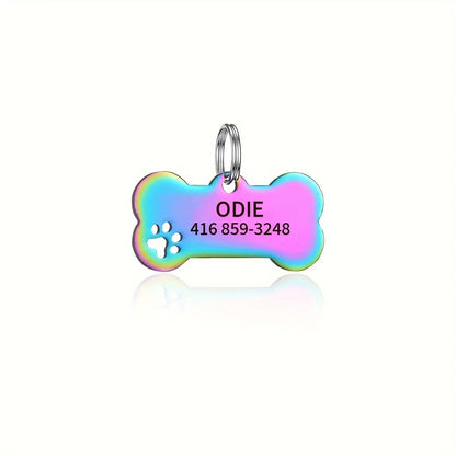 Personalized Dog Cat ID Tag | Custom Engraved Bone Shaped Pet Pendant