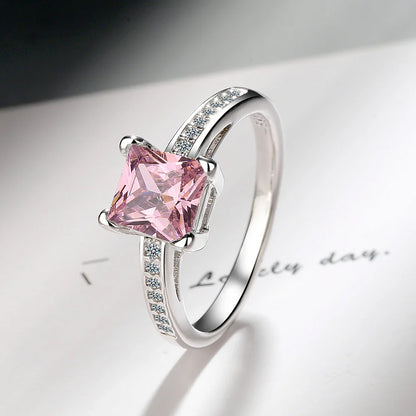 2.2ct Created Red Ruby 925 Sterling Silver Solitaire Engagement Ring | Cushion Cut Gemstone Wedding Gift