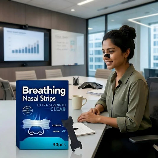30 Pcs Upgraded Black Anti-Snore Strips | Breathable All-Night Comfort Nose Patches