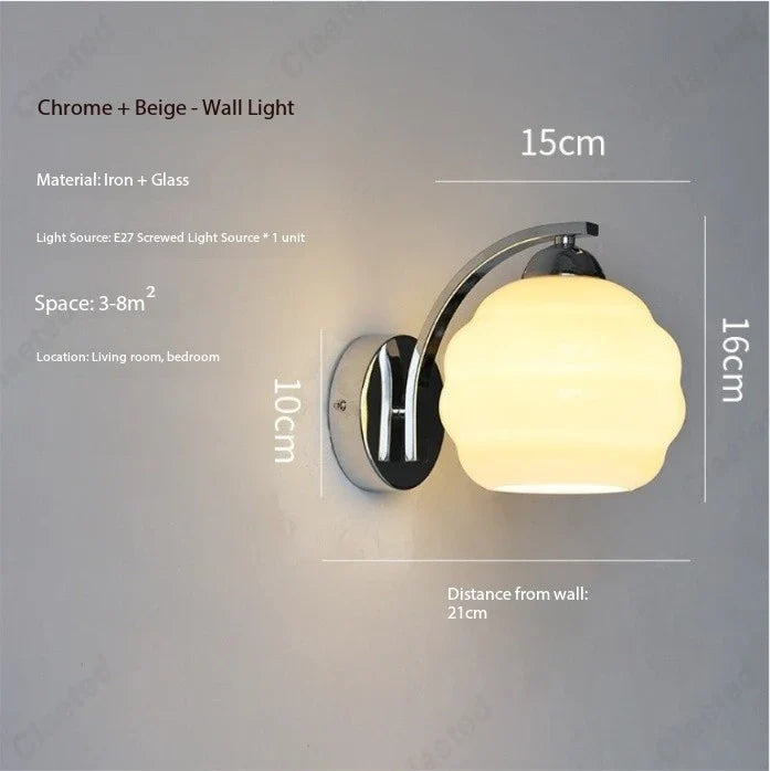 Applique murale LED Rétro Verre pour Salon Couloir Chambre Chevet Éclairage Décoratif E27