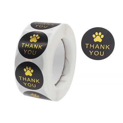 Gold Foil Paw Thank You Stickers | 1 Inch Business Supplies