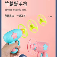 Glowing Bamboo Dragonfly Toy | Rotating Flash Frisbee with Shooting Gun