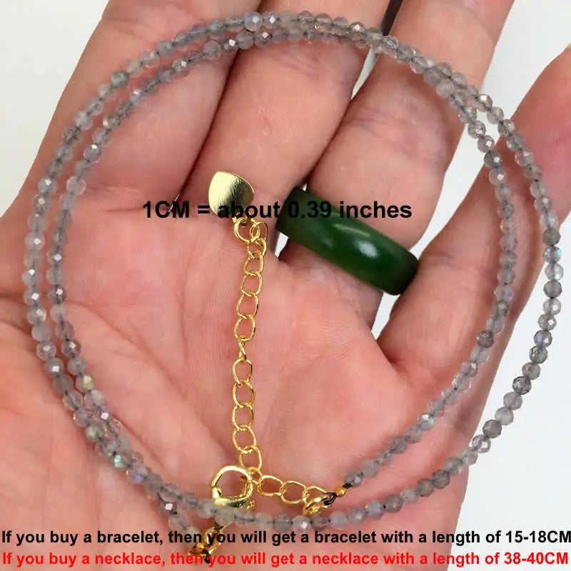 Faceted Gemstone Beaded Necklace and Bracelet Set | Natural Crystal Choker Jewelry for Men and Women