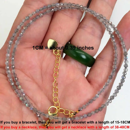 Faceted Gemstone Beaded Necklace and Bracelet Set | Natural Crystal Choker Jewelry for Men and Women