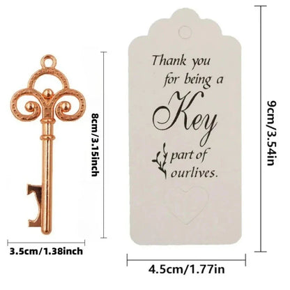 8cm Large 50Pcs/Set Skeleton Key Bottle Opener With Tag Card Twine Suitable For Wedding Gift, Baby Shower Party Gifts