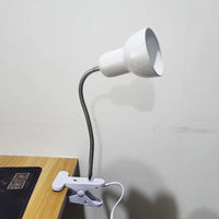 E27 Clip Desk Lamp Adjustable Gooseneck Clamp Light for Bedside Bookshelf