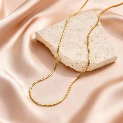 Stainless Steel Gold Square Snake Chain Necklace | Unisex Minimalist Jewelry