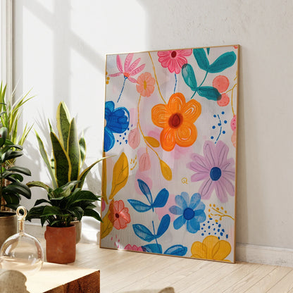 Tableaux d'art mural modernes de fleurs roses, bleues et jaunes entrelacées, impressions sur toile, affiches, images pour la décoration intérieure du salon
