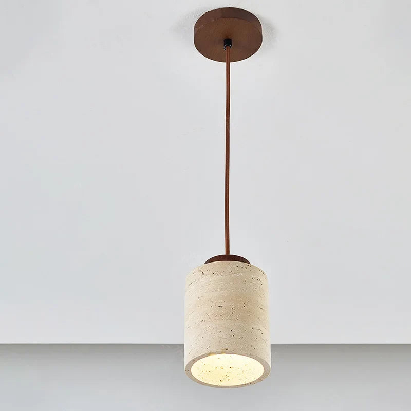 Japanese Wabi Sabi Stone Pendant Light – Modern Bedside Hanging Lamp for Bedroom
