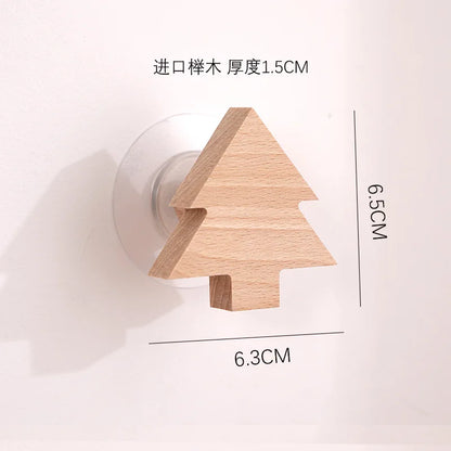 Star Moon wooden decoration Hooks Cute Cartoon animal adhesive wall omnipotent Hooks key holder for the wall home and decoration