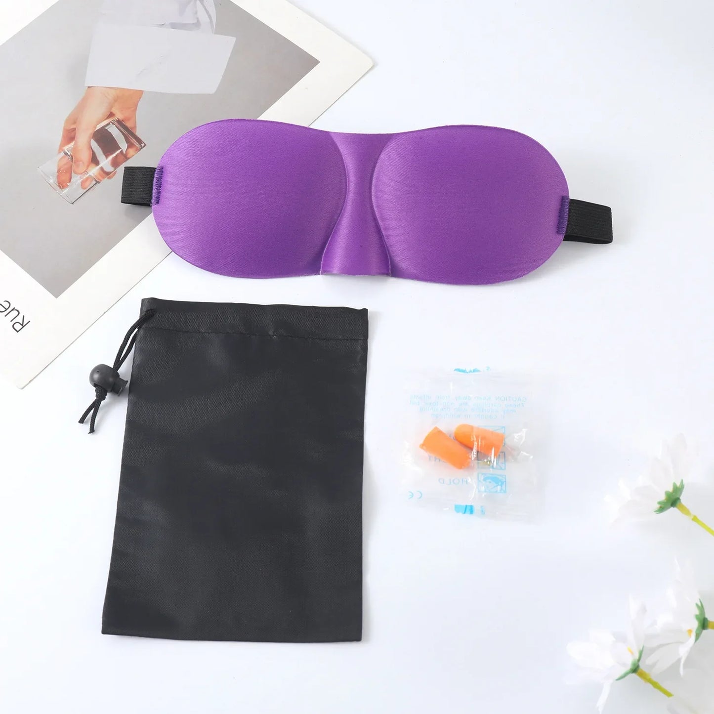 3D Sleep Mask for Travel and Nap | Lightweight Eye Cover with Storage Bag and Earplugs