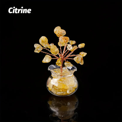 Arbre en gravier de cristal d'améthyste : Fil de cuivre fait main, Pierres de guérison, Décoration miniature pour la maison, méditation, décoration