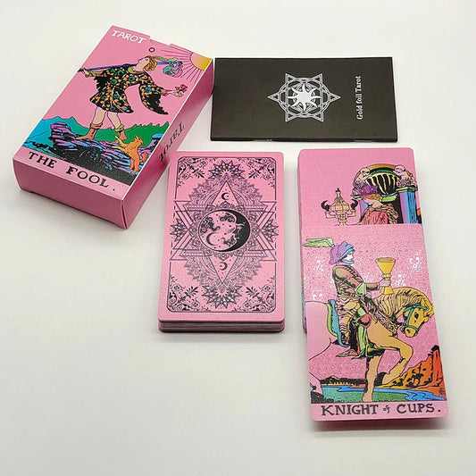Tarot de plástico impermeable dorado sin tarjetas con manual PVC juego de mesa astrológico Oráculo para principiantes