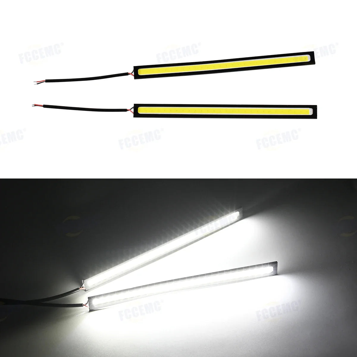 2pcs Ultra Thin Bright LED Car COB Daytime Running Lights | 12V Waterproof Night Lighting Decorative Ambient Lamp Bar