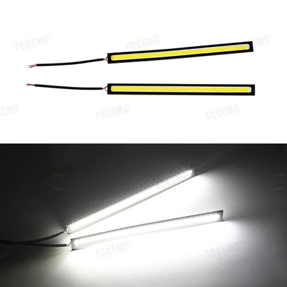 2pcs Ultra Thin Bright LED Car COB Daytime Running Lights | 12V Waterproof Night Lighting Decorative Ambient Lamp Bar