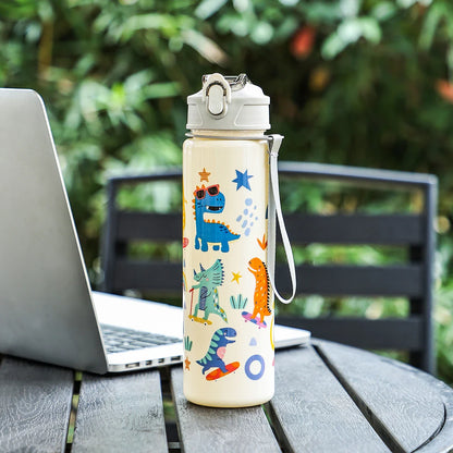 Little Dinosaur Straw Cup | 800ml Large Capacity Water Bottle for Students and Girls