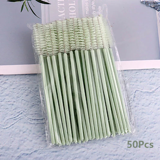 Disposable Eyelash Brushes 50 Pack | Mascara Wands Applicator Spoolies for Lash Extensions